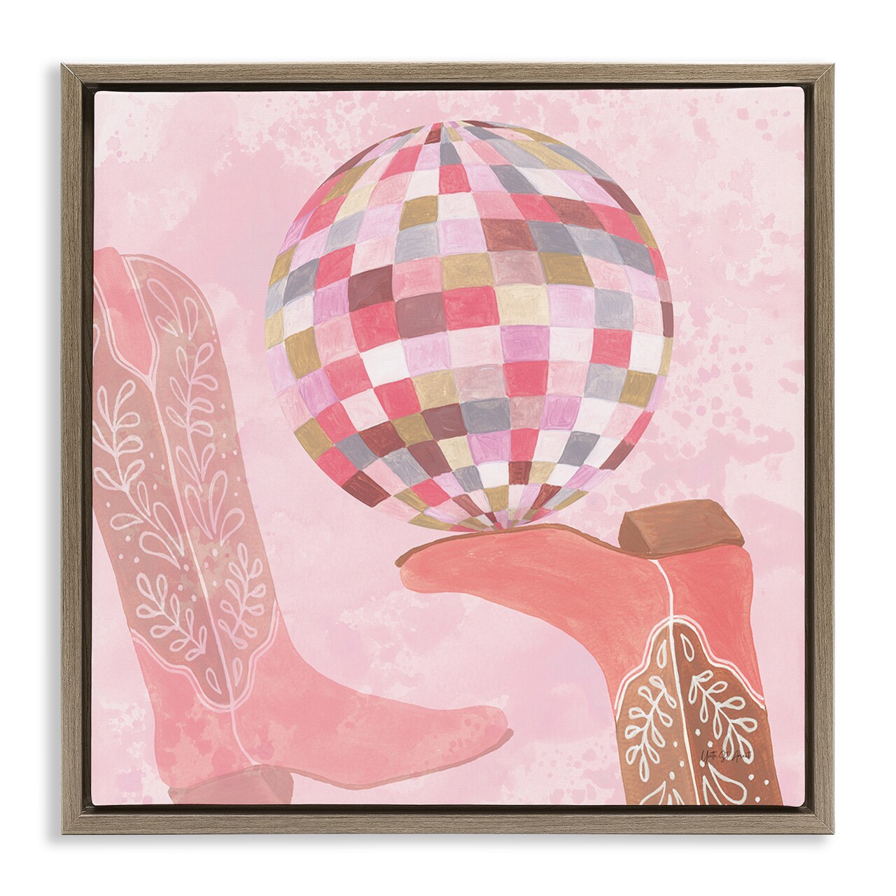 Stupell Industries Cowgirl Boot & Disco Ball Floating Frame By Yvette St. Amant